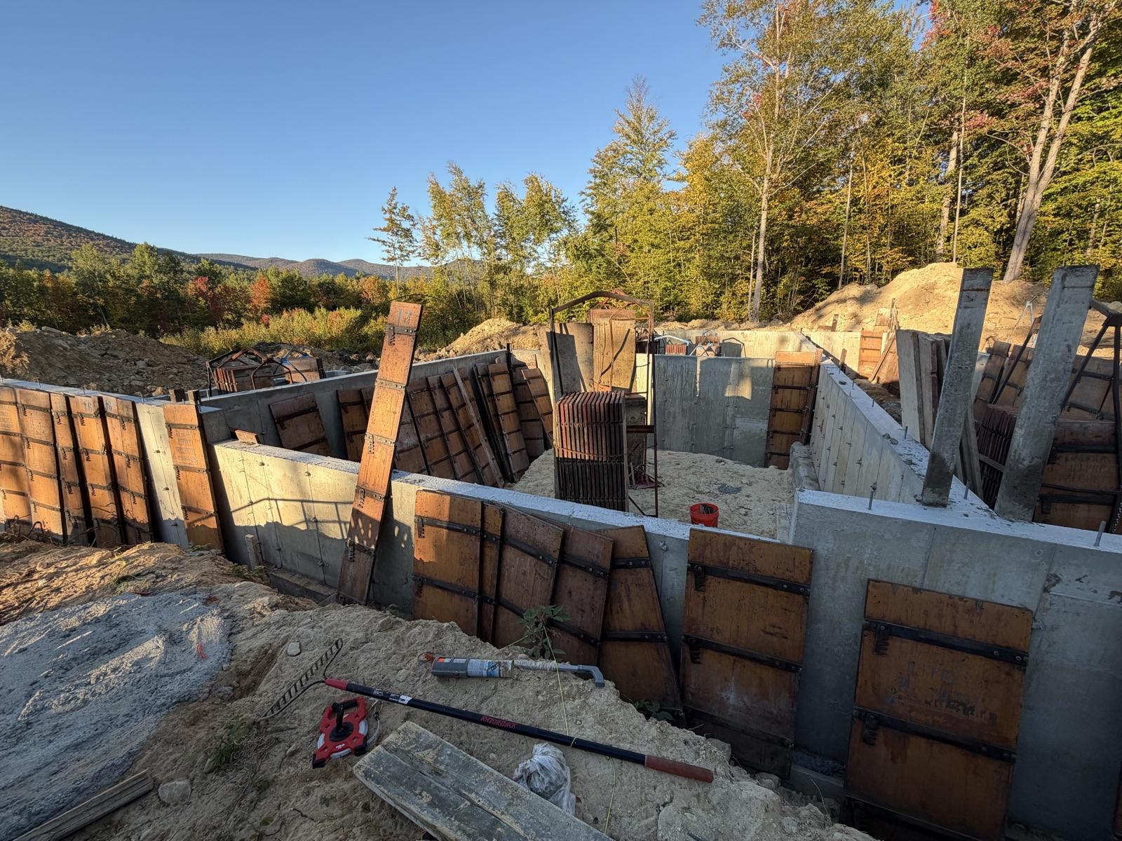 Foundation work with sky and ground in frame